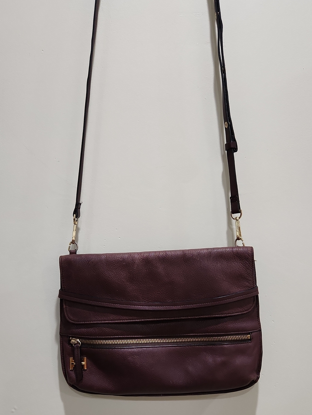 Halston Heritage Burgundy Leather Crossbody Bag